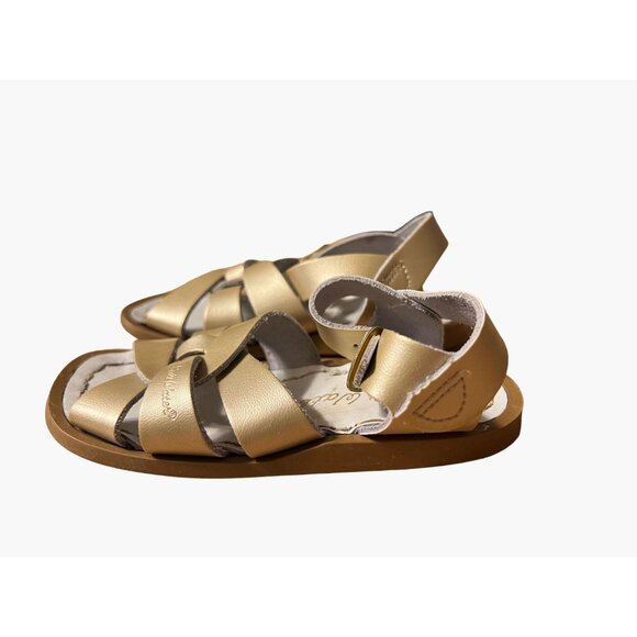 Salt Water Sandals Metallic Gold Leather Toddler Girls Size 5 Excellent very gen - Picture 4 of 6